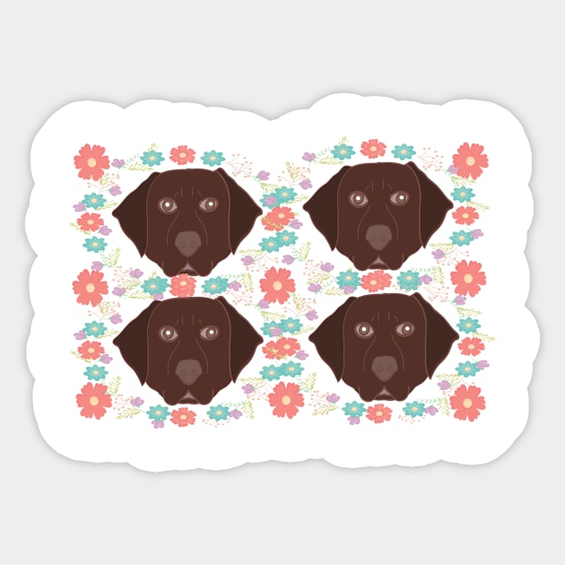 flower and chocolate labrador retriever face labradors dog gift lab Sticker by T-shirt verkaufen